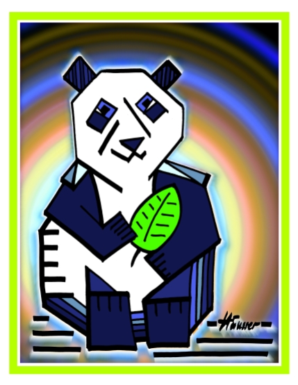 Panda holding a leaf - Häusser