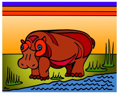 peter-hausser-abstract-animal-series-5-hippo